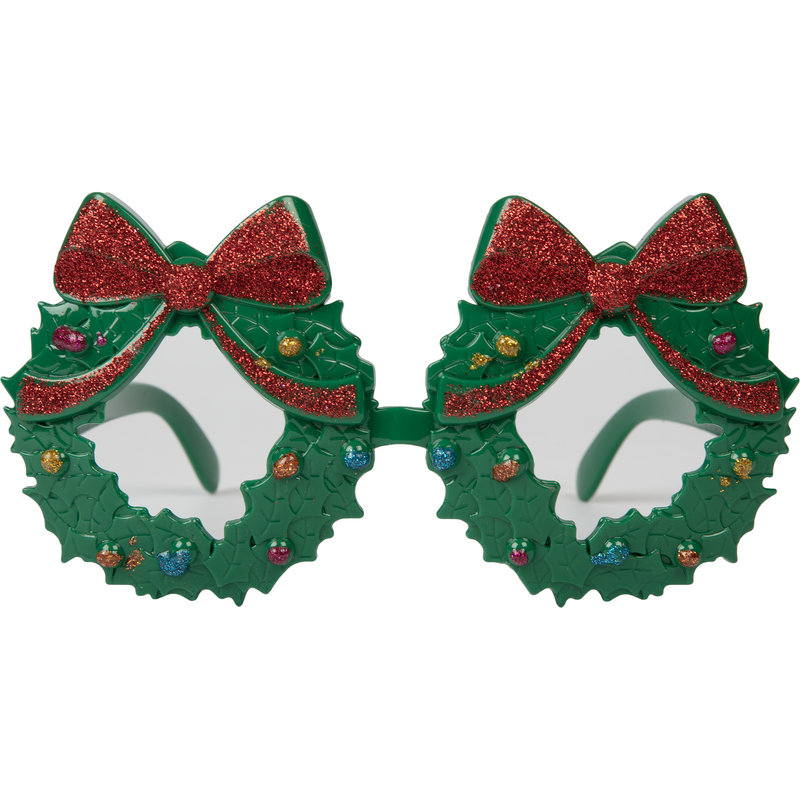 Dark Slate Gray Christmas Glittered Wreath Novelty Party Glasses 1pc Christmas
