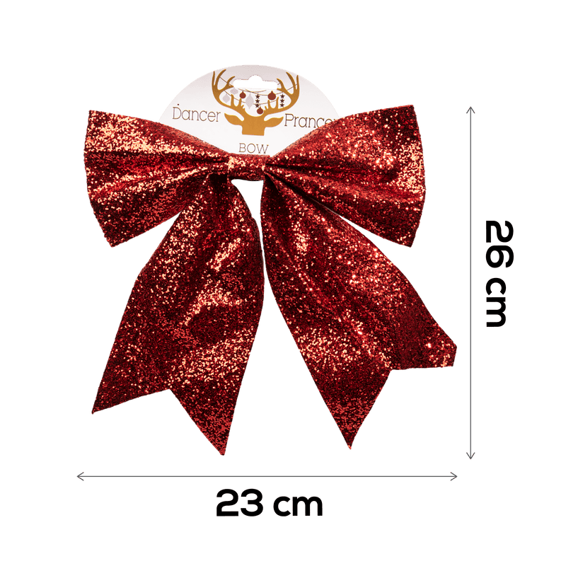 Dark Red Christmas Red Glitter Decorative Bow 23x26cm Christmas