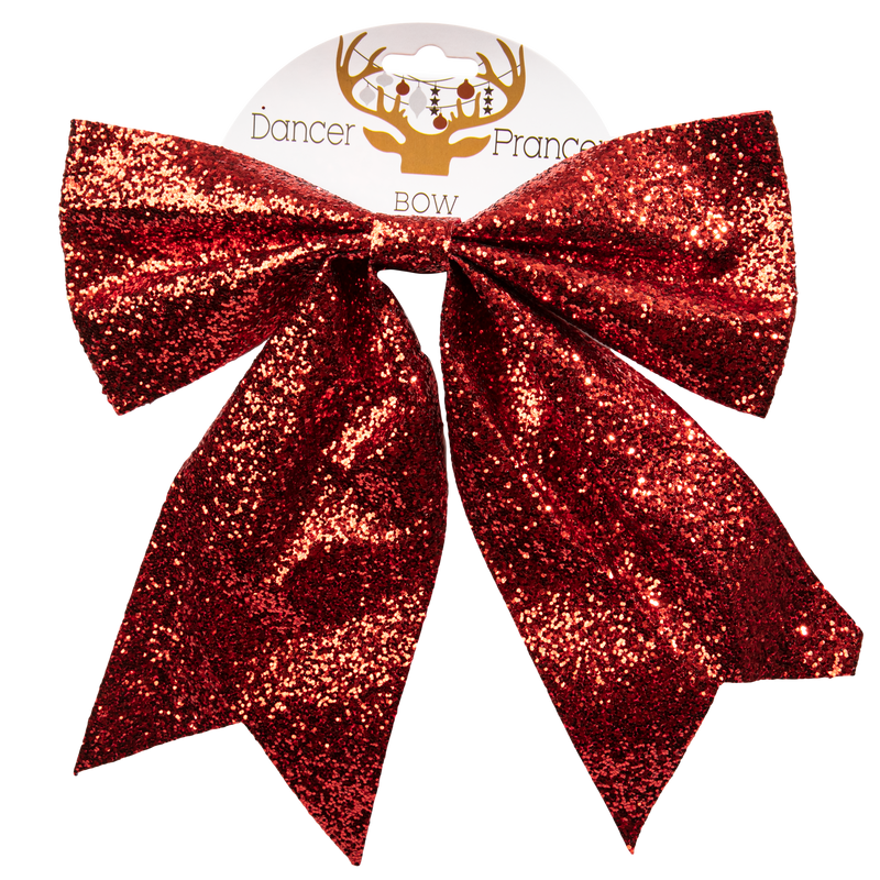 Dark Salmon Christmas Red Glitter Decorative Bow 23x26cm Christmas