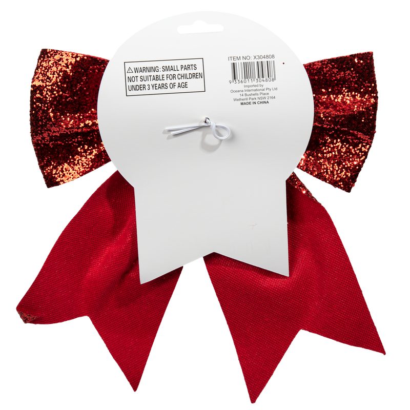 Light Gray Christmas Red Glitter Decorative Bow 23x26cm Christmas