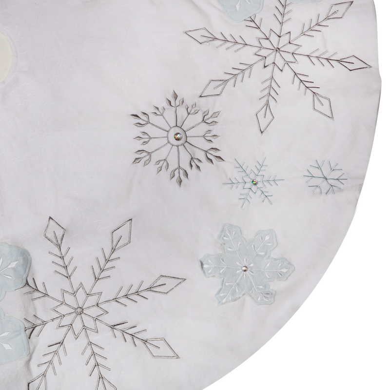 Christmas White Snowflake Embroidered Tree Skirt 120cm