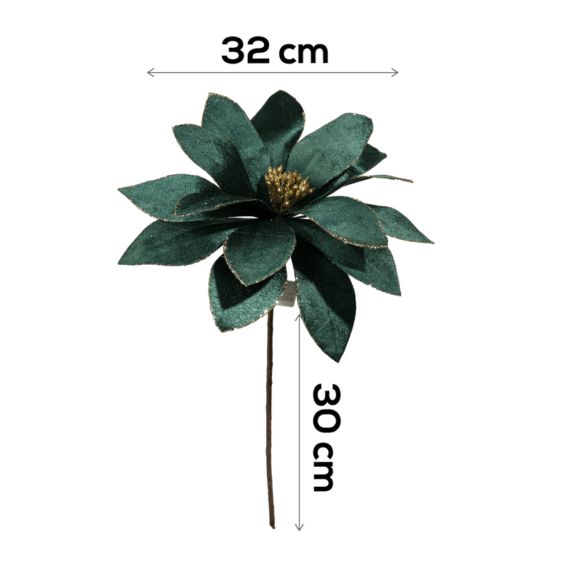 Dark Slate Gray Christmas Teal Green Poinsettia 32cm with 30cm Stem Christmas