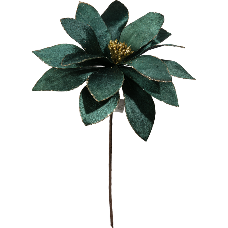 Dark Slate Gray Christmas Teal Green Poinsettia 32cm with 30cm Stem Christmas