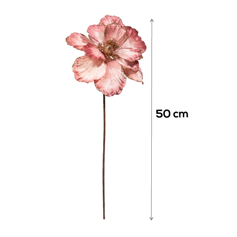 Dark Salmon Christmas Pink Ombre Magnolia with Stem 50cm