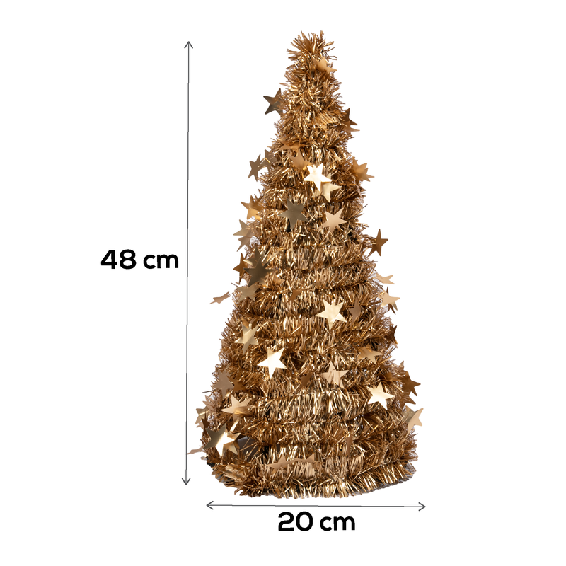 Saddle Brown Christmas Gold Tinsel Table Tree 48cm Christmas