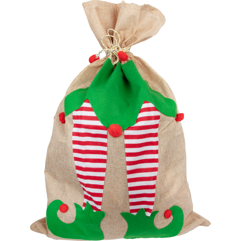 Tan Christmas Elf Legs Santa Sack 50x70cm Christmas