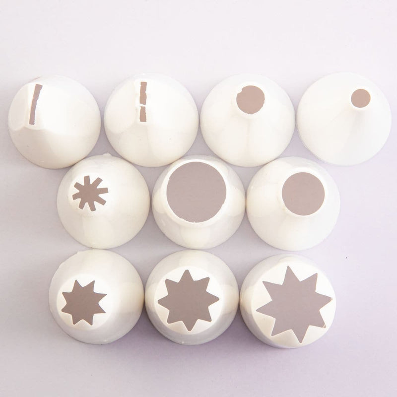 Light Gray Mondo Decorating Tube Set - Star/Round/Leaf 10 Pieces Cake Decorating Tools