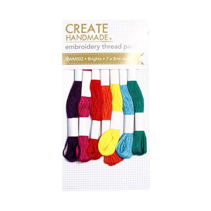 Firebrick Create Handmade Embroidery Thread Pack-Skeins Brights 7x8m Needlework Kits