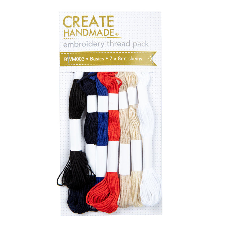 Firebrick Create Handmade Embroidery Thread Pack 7 x 8m Skeins Basics Needlework Kits