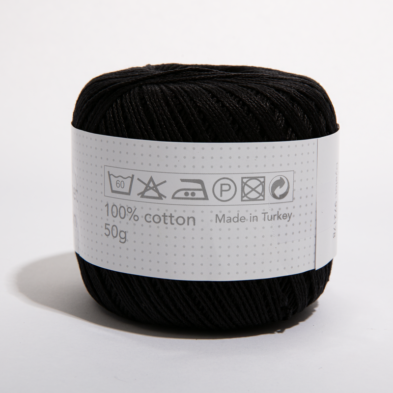 Light Gray Create Handmade Crochet Cotton Black (4 Ply) Knitting and Crochet Yarn