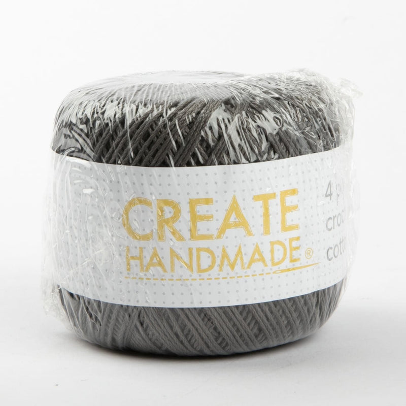 Gray Create Handmade Crochet Cotton Charcoal (4 Ply) Knitting and Crochet Yarn