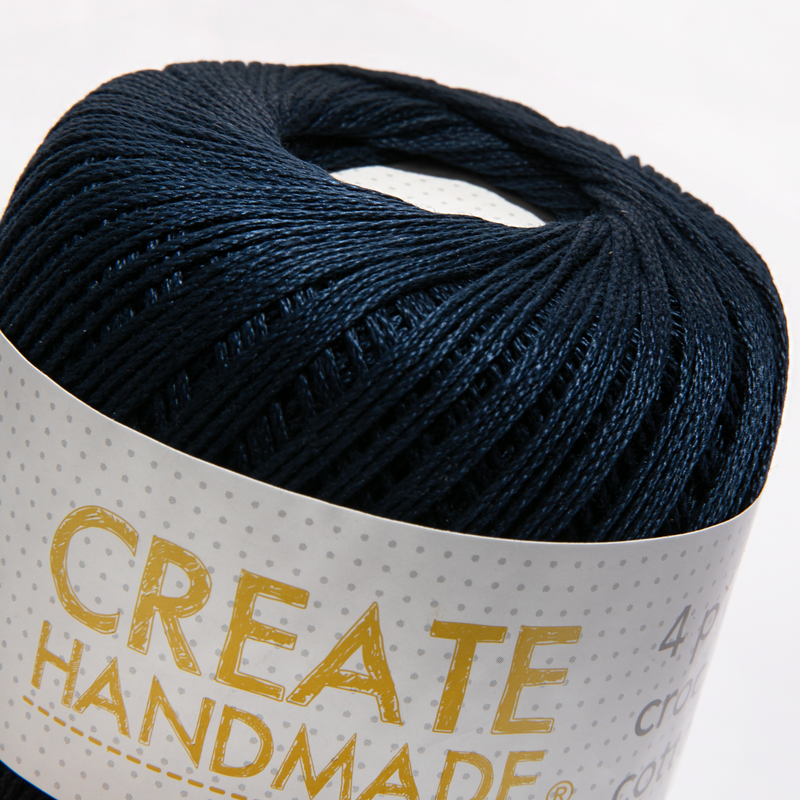 Black Create Handmade Crochet Cotton Navy (4 Ply) Knitting and Crochet Yarn