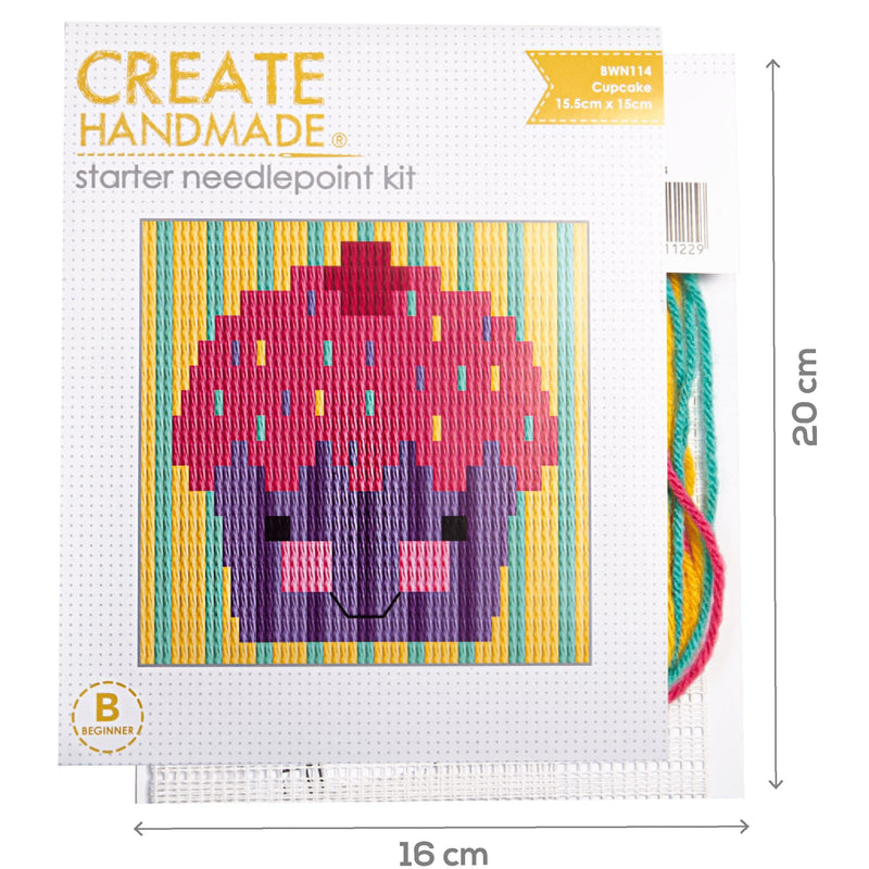 Maroon Create Handmade Cupcake Needlepoint Kit 15.5 x 15cm Needlework Kits