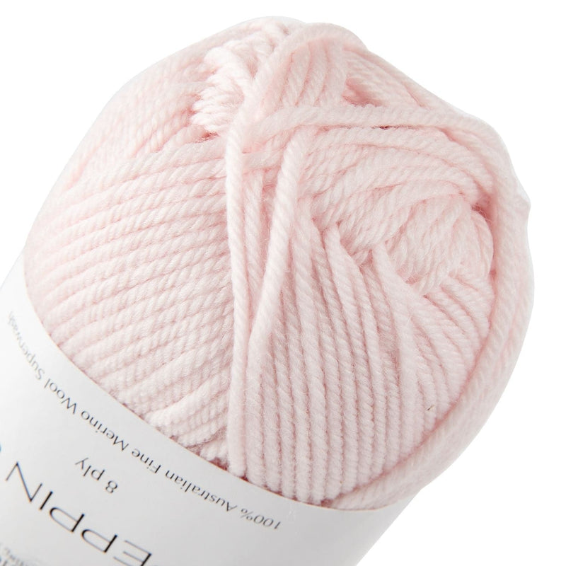 Light Gray Peppin 8 Ply 100% Australian Fine Merino Wool Superwash 50 Gram Ball - col: 804 Petal Knitting and Crochet Yarn