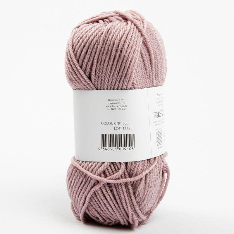 White Smoke Peppin 8 Ply 100% Australian Fine Merino Wool Superwash 50 Gram Ball - col: 806 Emme Knitting and Crochet Yarn