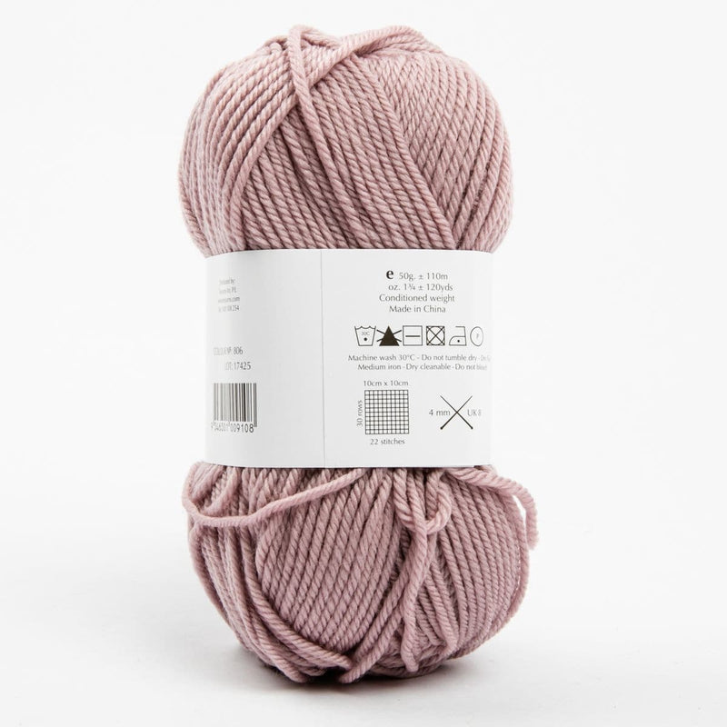 White Smoke Peppin 8 Ply 100% Australian Fine Merino Wool Superwash 50 Gram Ball - col: 806 Emme Knitting and Crochet Yarn