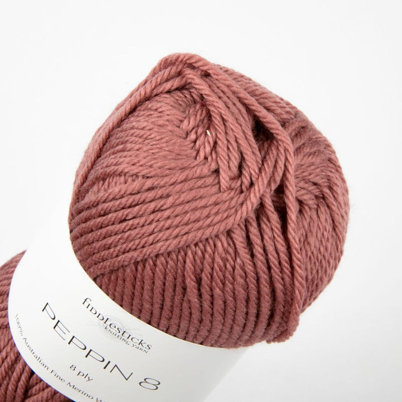 Misty Rose Peppin 8 Ply 100% Australian Fine Merino Wool Superwash 50 Gram Ball - col: 808 Musk Knitting and Crochet Yarn