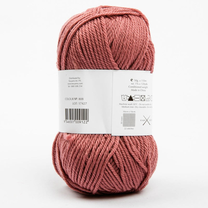 White Smoke Peppin 8 Ply 100% Australian Fine Merino Wool Superwash 50 Gram Ball - col: 808 Musk Knitting and Crochet Yarn