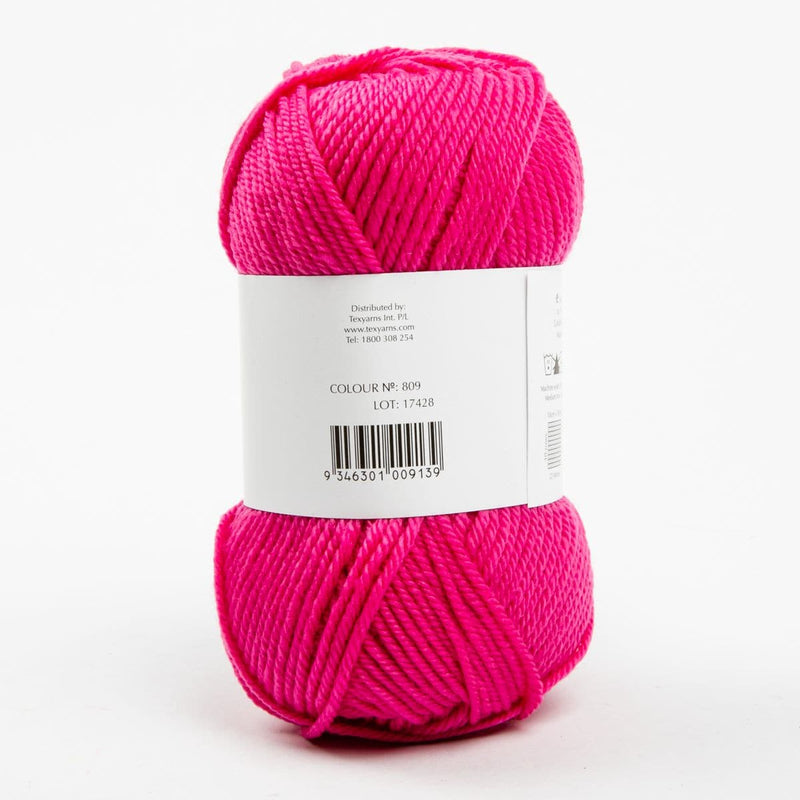 Medium Violet Red Peppin 8 Ply 100% Australian Fine Merino Wool Superwash 50 Gram Ball - col: 809 Lipstick Knitting and Crochet Yarn
