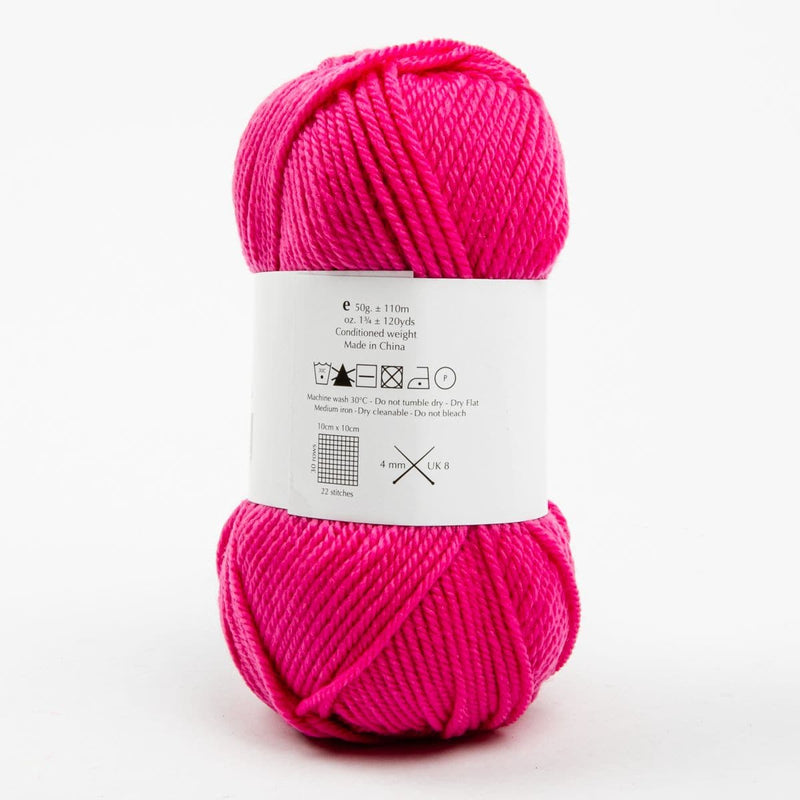 Medium Violet Red Peppin 8 Ply 100% Australian Fine Merino Wool Superwash 50 Gram Ball - col: 809 Lipstick Knitting and Crochet Yarn