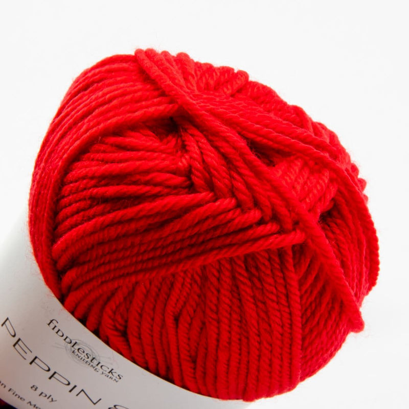Firebrick Peppin 8 Ply 100% Australian Fine Merino Wool Superwash 50 Gram Ball - col: 812 Cherry Knitting and Crochet Yarn