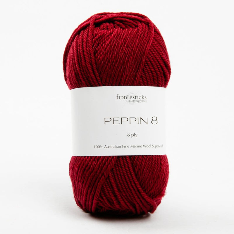 Dark Red Peppin 8 Ply 100% Australian Fine Merino Wool Superwash 50 Gram Ball - col: 814 Maroon Knitting and Crochet Yarn