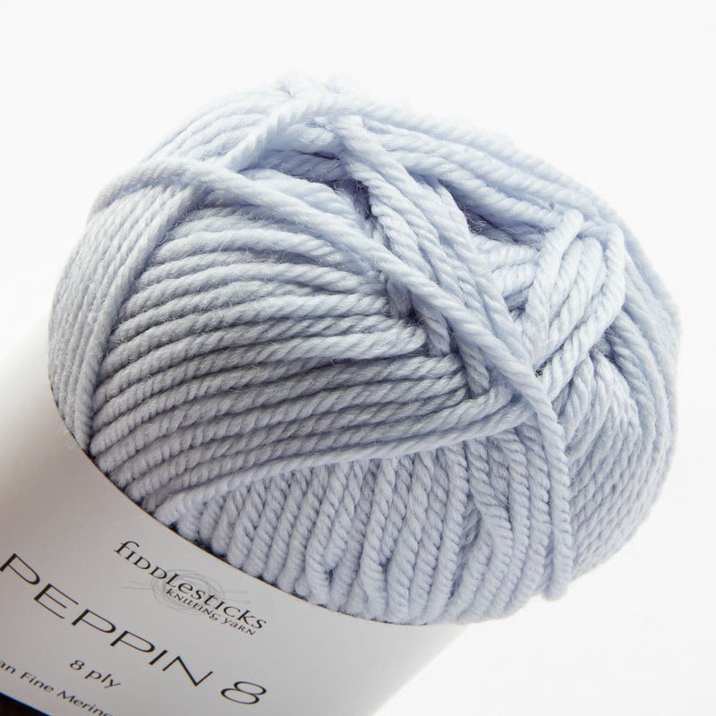 Light Gray Peppin 8 Ply 100% Australian Fine Merino Wool Superwash 50 Gram Ball - col: 815 Ice Blue Knitting and Crochet Yarn