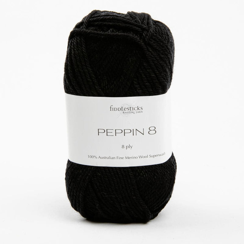 Black Peppin 8 Ply 100% Australian Fine Merino Wool Superwash 50 Gram Ball - Ply 100% Australian Fine Merino Wool Superwash 50 Gram Ball - col: 820 Very Dark Navy Knitting and Crochet Yarn