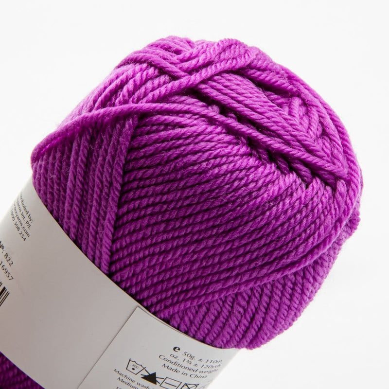 Lavender Peppin 8 Ply 100% Australian Fine Merino Wool Superwash 50 Gram Ball - col: 822 Violet Knitting and Crochet Yarn
