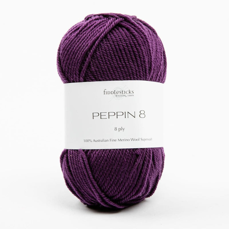 Dark Slate Gray Peppin 8 Ply 100% Australian Fine Merino Wool Superwash 50 Gram Ball - col: 823 Grape Knitting and Crochet Yarn