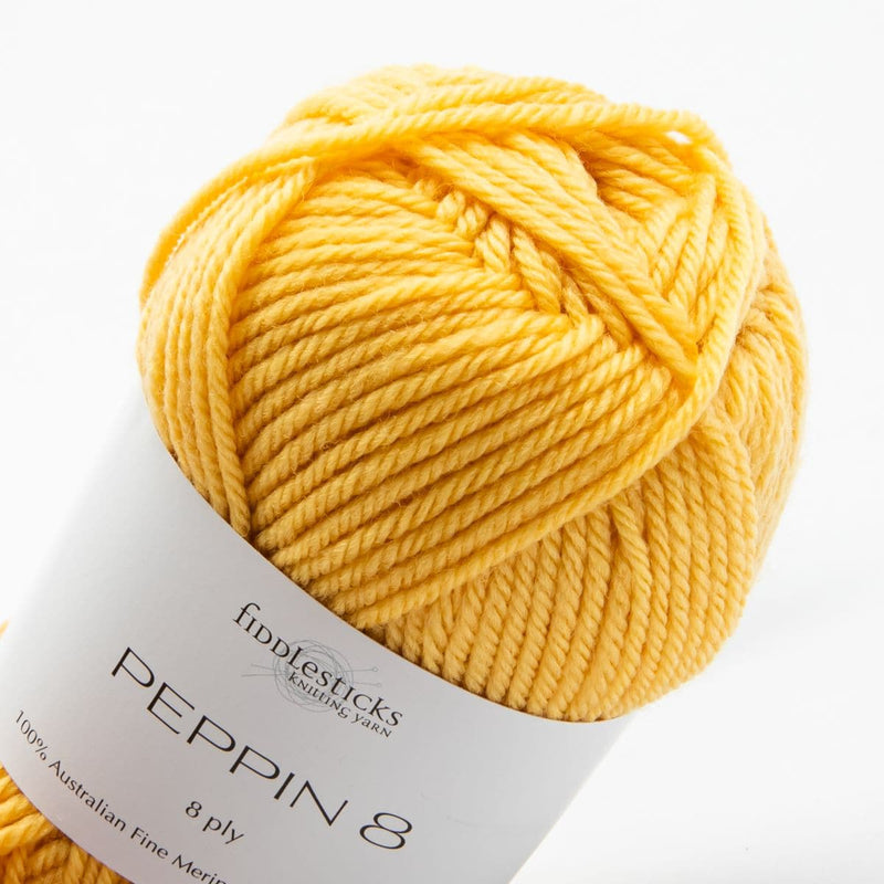 Goldenrod Peppin 8 Ply 100% Australian Fine Merino Wool Superwash 50 Gram Ball - col: 825 Butter Knitting and Crochet Yarn