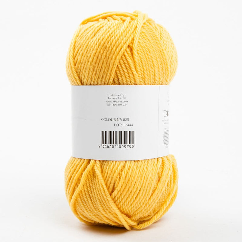 White Smoke Peppin 8 Ply 100% Australian Fine Merino Wool Superwash 50 Gram Ball - col: 825 Butter Knitting and Crochet Yarn