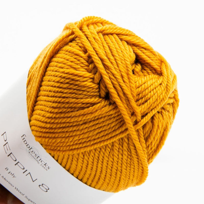 Goldenrod Peppin 8 Ply 100% Australian Fine Merino Wool Superwash 50 Gram Ball - col: 826 Mustard Knitting and Crochet Yarn