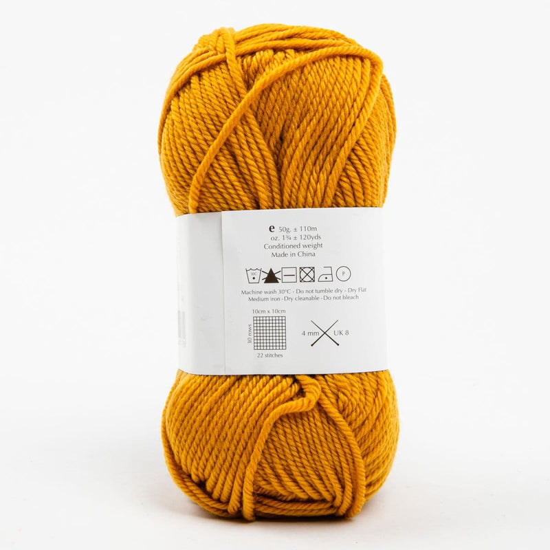 White Smoke Peppin 8 Ply 100% Australian Fine Merino Wool Superwash 50 Gram Ball - col: 826 Mustard Knitting and Crochet Yarn