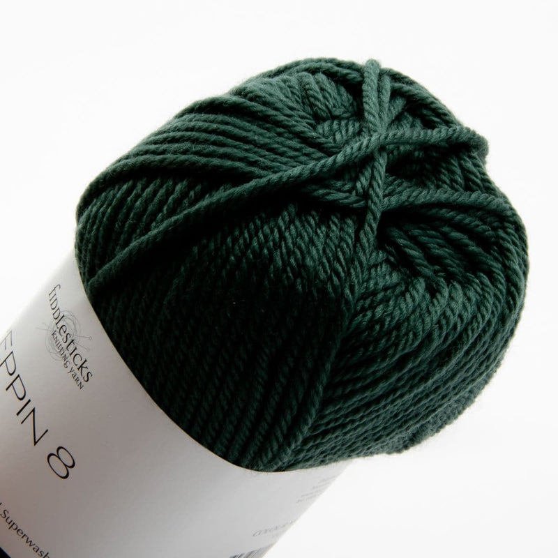 White Smoke Peppin 8 Ply 100% Australian Fine Merino Wool Superwash 50 Gram Ball - col: 834 Pine Knitting and Crochet Yarn