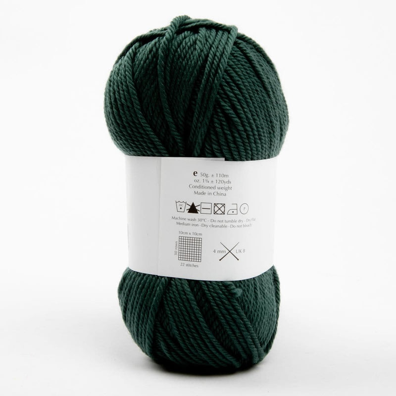 Black Peppin 8 Ply 100% Australian Fine Merino Wool Superwash 50 Gram Ball - col: 834 Pine Knitting and Crochet Yarn