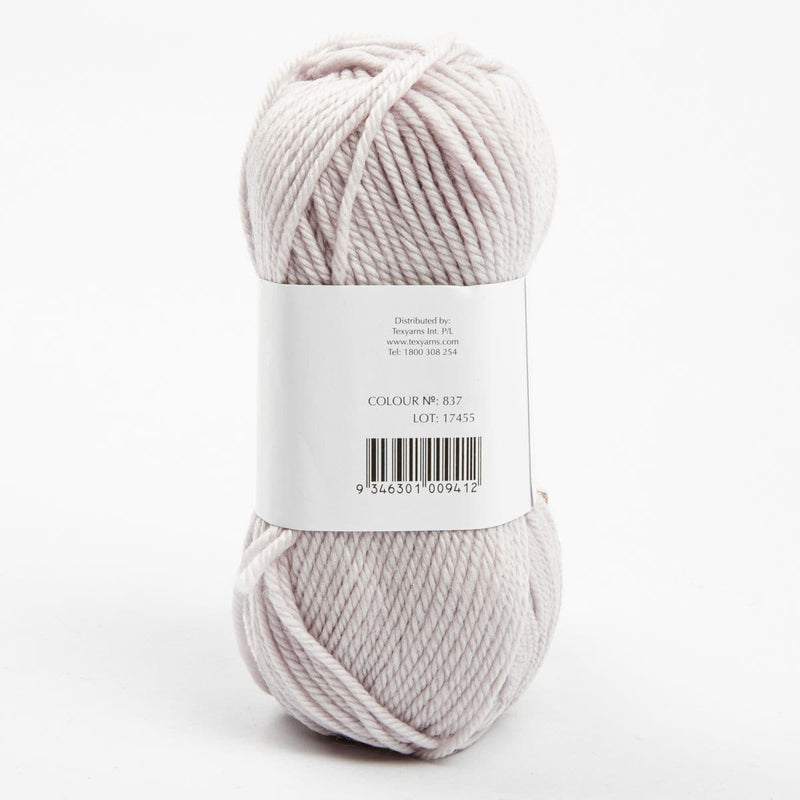 White Smoke Peppin 8 Ply 100% Australian Fine Merino Wool Superwash 50 Gram Ball - col: 837 Slate Knitting and Crochet Yarn