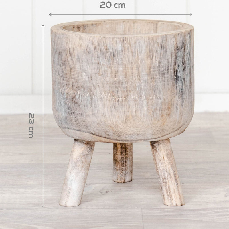 Gray Pot - Timber W/Wash Poloma- 20x23cm Planters