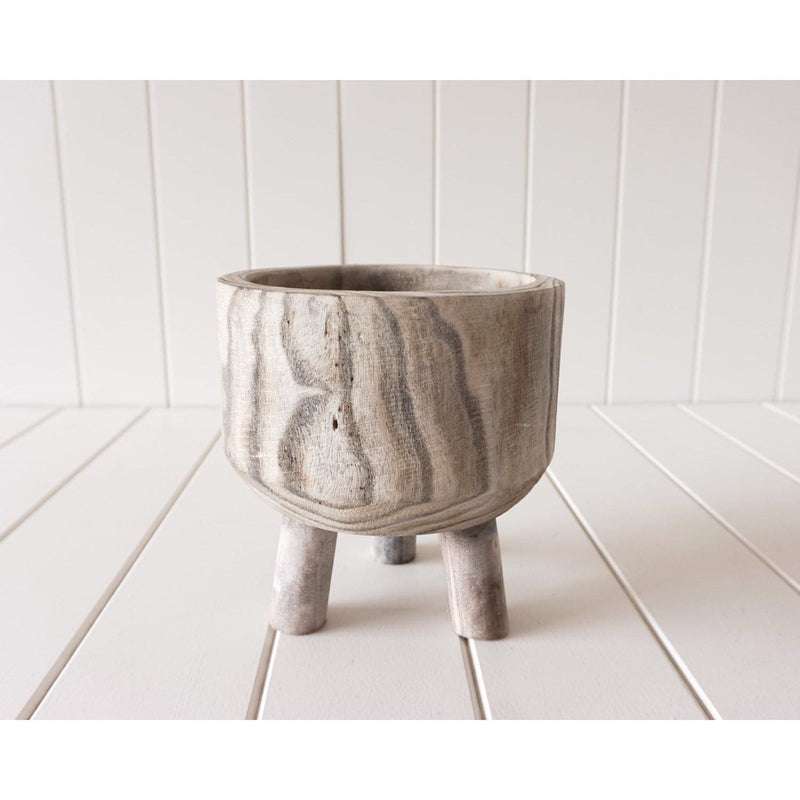 Dim Gray Pot/Planter - Lulu - Timber Small White Wash - 20x19cm Planters