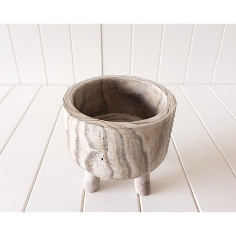 Dark Slate Gray Pot/Planter - Lulu - Timber Small White Wash - 20x19cm Planters
