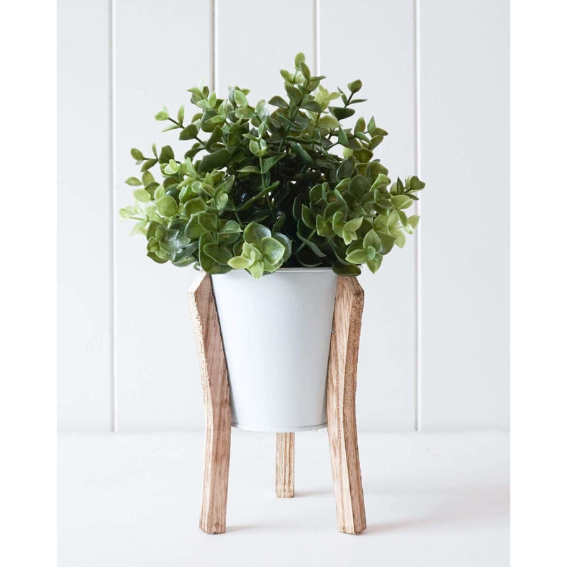 Dark Olive Green Pot/Planter - Malik Small - Tin and Timber White - 12x17cm Planters