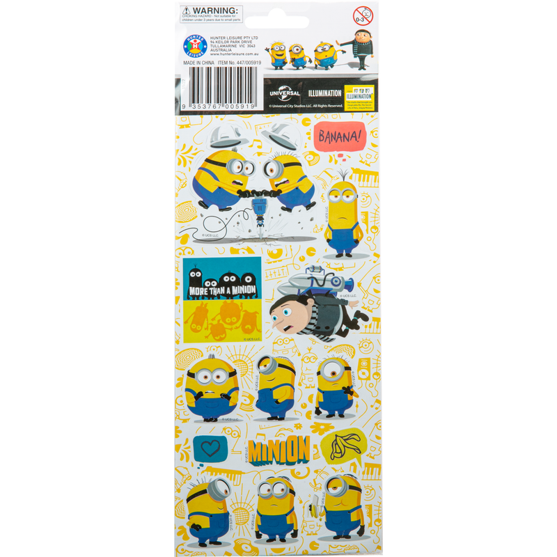 Light Gray Minions 2 Stickers 3 Sheets - Bubble and Paper Paper Craft