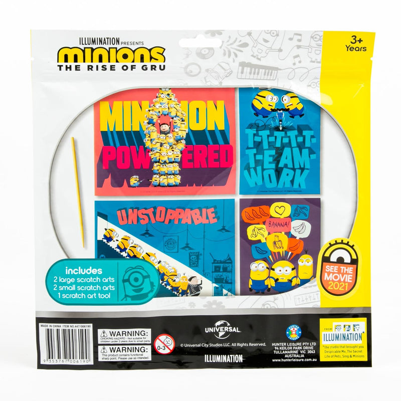 Dark Cyan Minions 2 Scratch Art Set 4 Sheets Kids Craft Kits