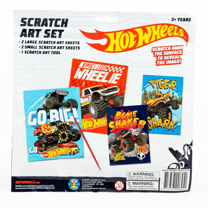 Orange Red Hot Wheels Scratch Art Set Kids Craft Kits