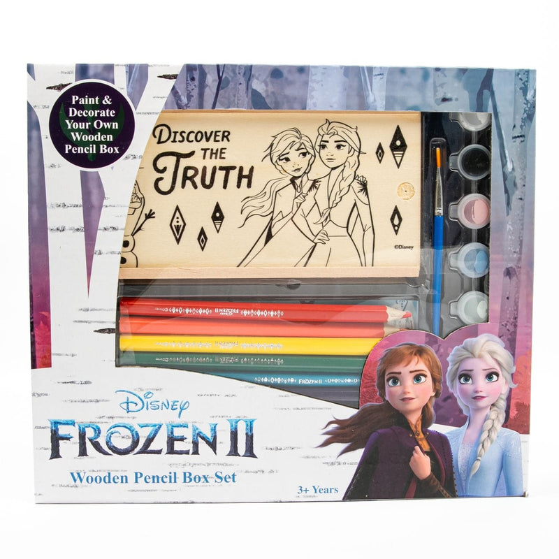 White Smoke Frozen 2 Paint Your Own Wooden Pencil Box Set Kids Craft Kits