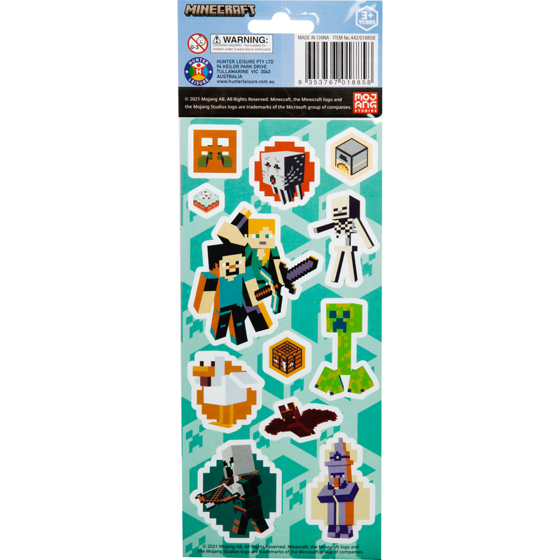 Light Gray Minecraft Stickers 3 Sheets - Puffy and Paper Paper Craft