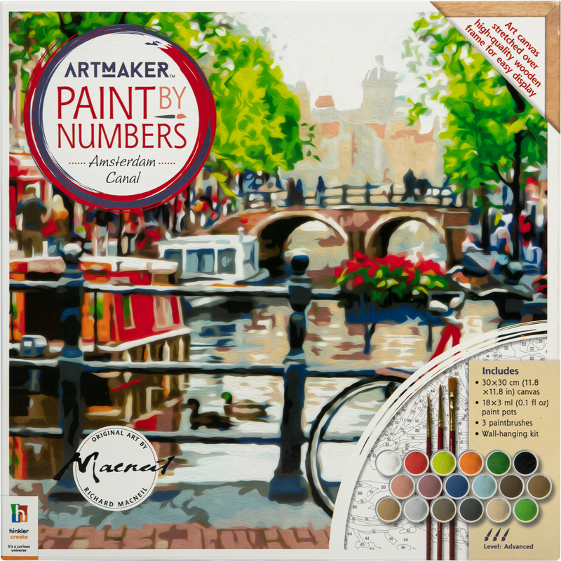 Gray Art Maker Paint by Numbers Canvas Amsterdam Canal Adult Craft Kit