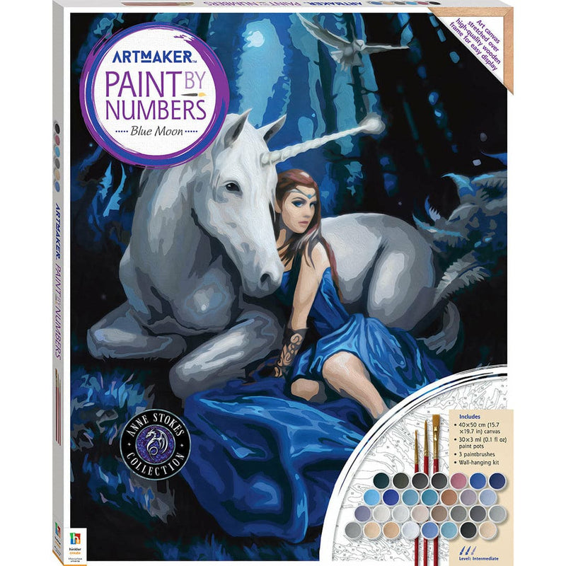 Light Gray Art Maker Paint by Numbers Canvas Blue Moon Adult Craft Kit