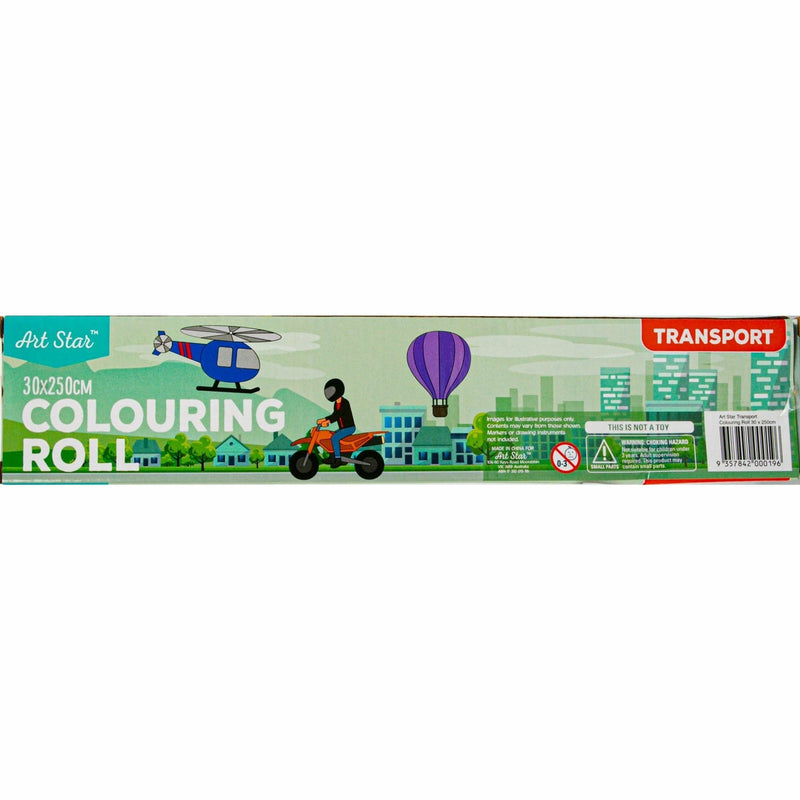 Gray Art Star Transport Colouring Roll 30 x 250cm Kids Craft Kits