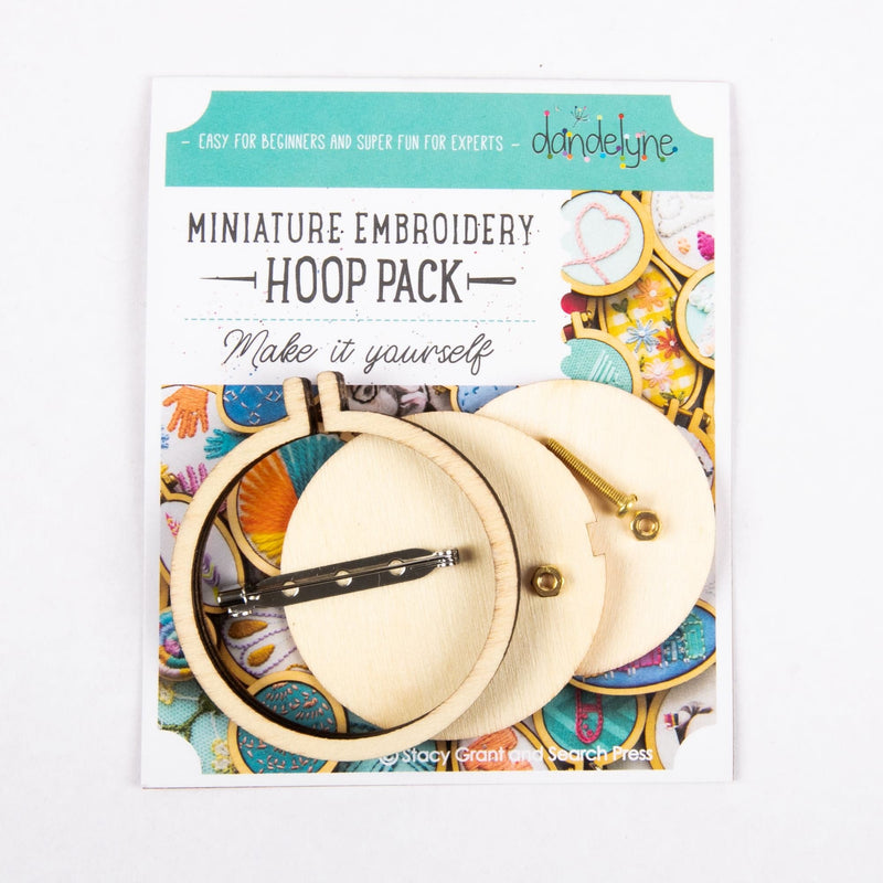 Bisque Dandelyne Mini Wooden Embroidery Hoop 5.5cm With Brooch Needlework Hoops and Frames